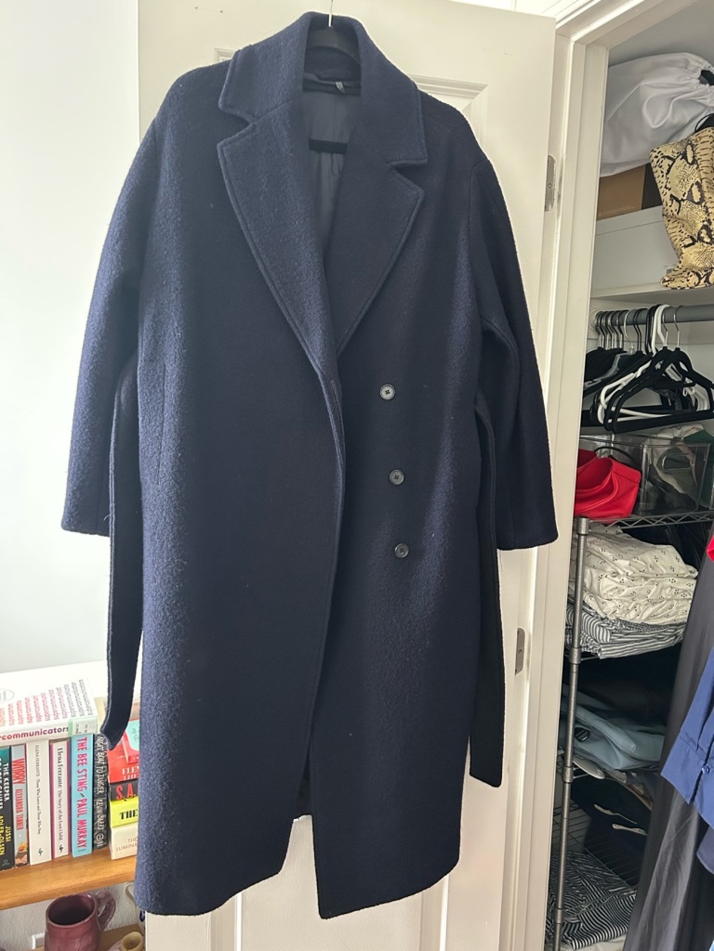 & Other Stories Navy Oversized Coat, size XS